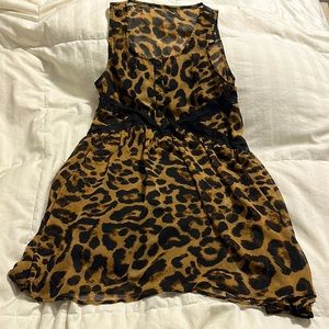 Express - Sleeveless Sheer Leopard Dress - Extra Small